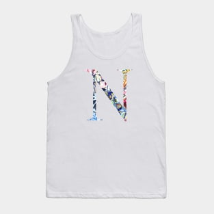 Barcelona Gaudi Mosaic Letter N Nu Sorority Letter Tank Top